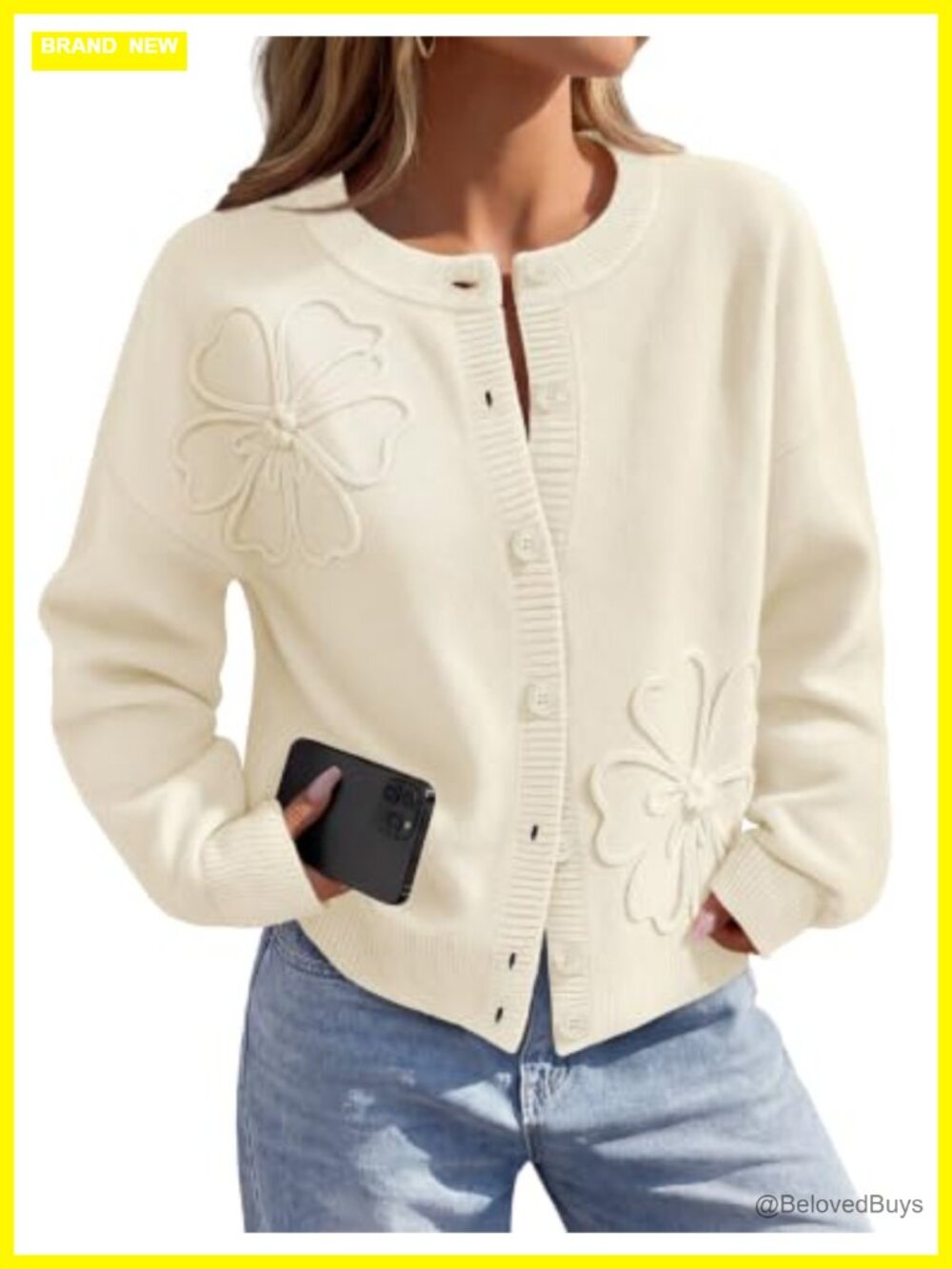 Fall Floral Button Up Lightweight Cardigan Sweater Trendy Lantern Sleeve